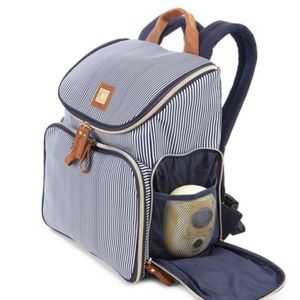 Breast Pump Backpack for moms, blue/white striped